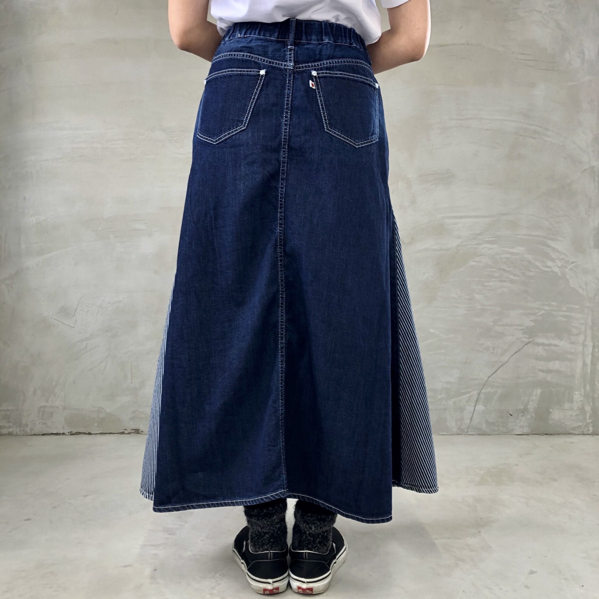 TUCK SKIRT / INDIGO×HICKORY