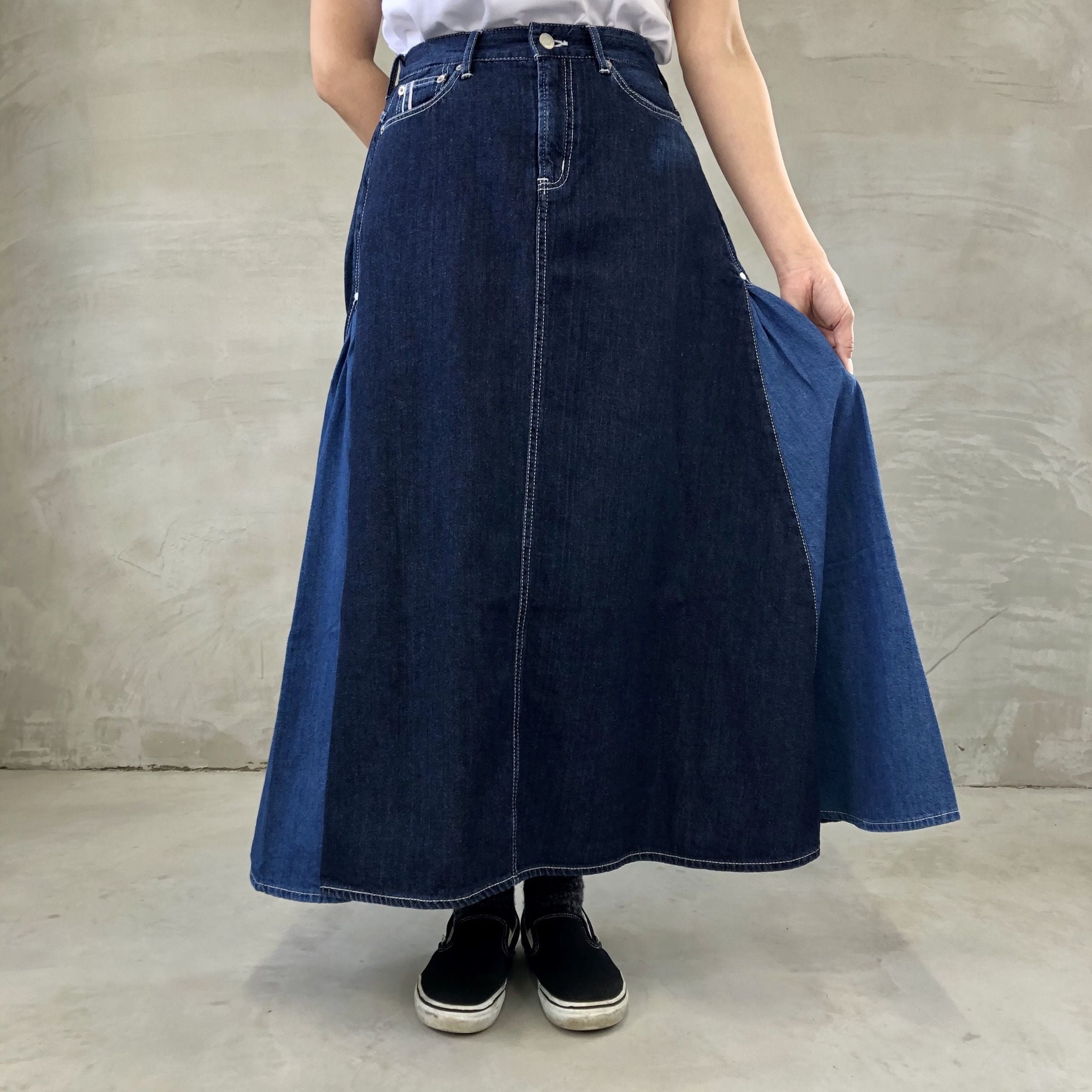 TUCK SKIRT / INDIGO×BLUE