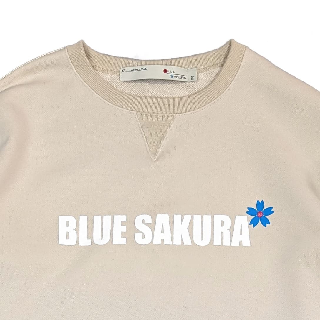 CLASSIC VINTAGE CREW NECK ""BLUE SAKURA LOGO"" / BEIGE