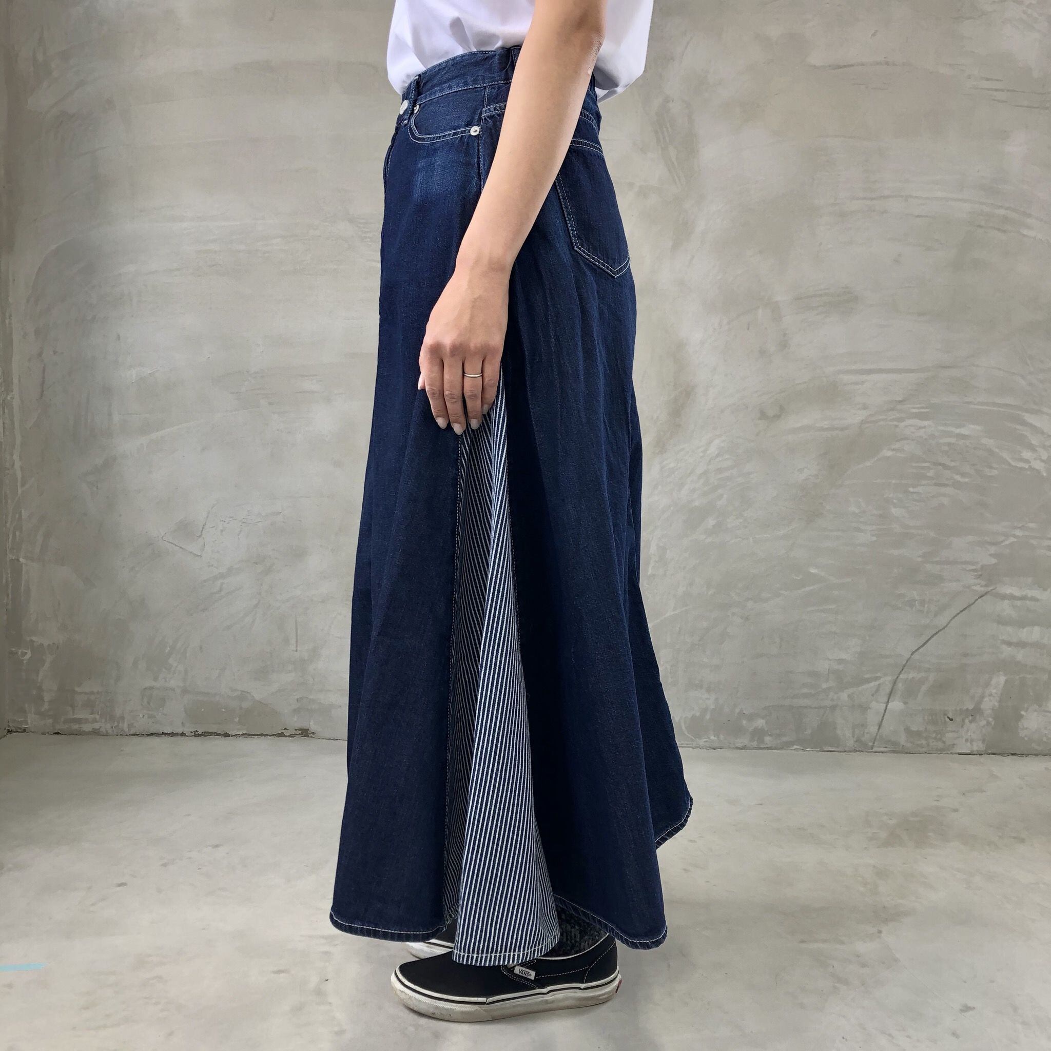 TUCK SKIRT / INDIGO×HICKORY