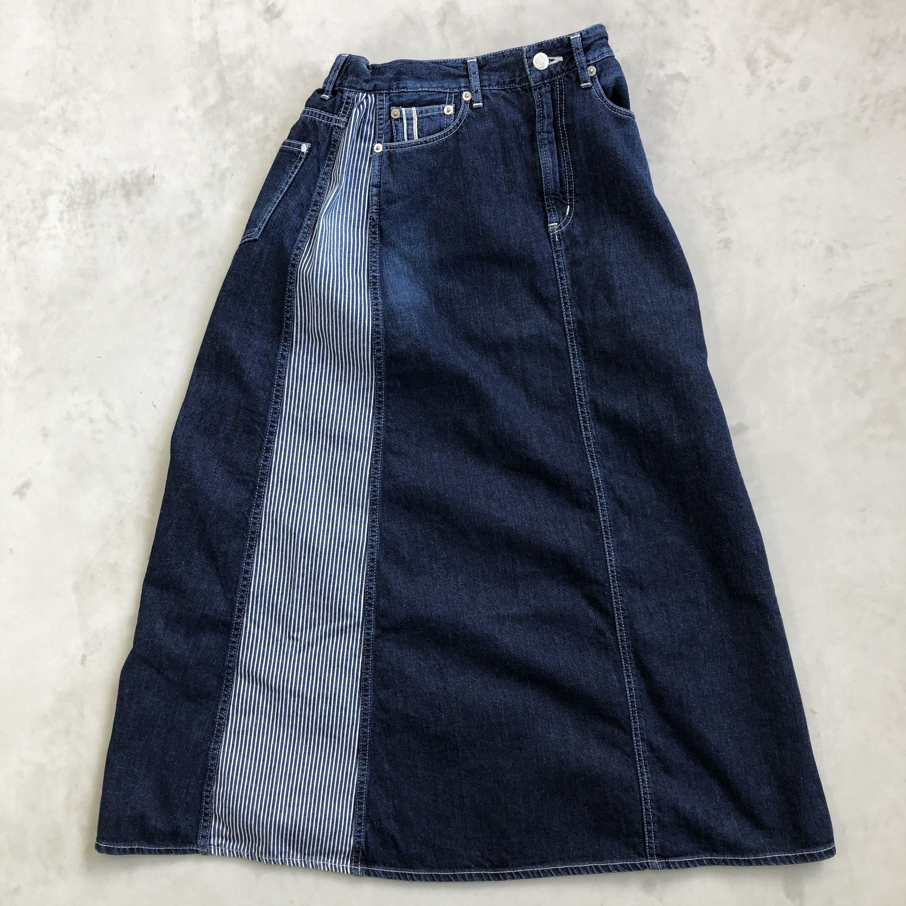 PANEL SKIRT / INDIGO×HICKORY