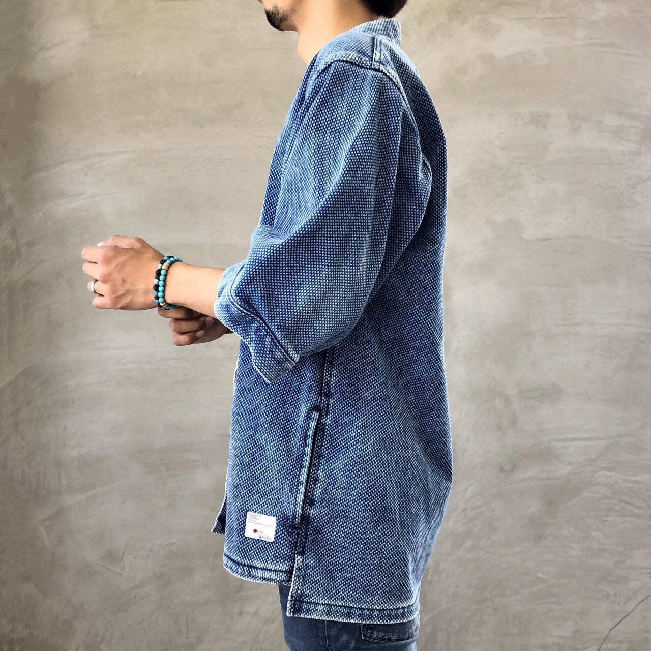 DENTO"" SASHIKO KIMONO JACKET ［SHORT SLEEVE］ / L-INDIGO