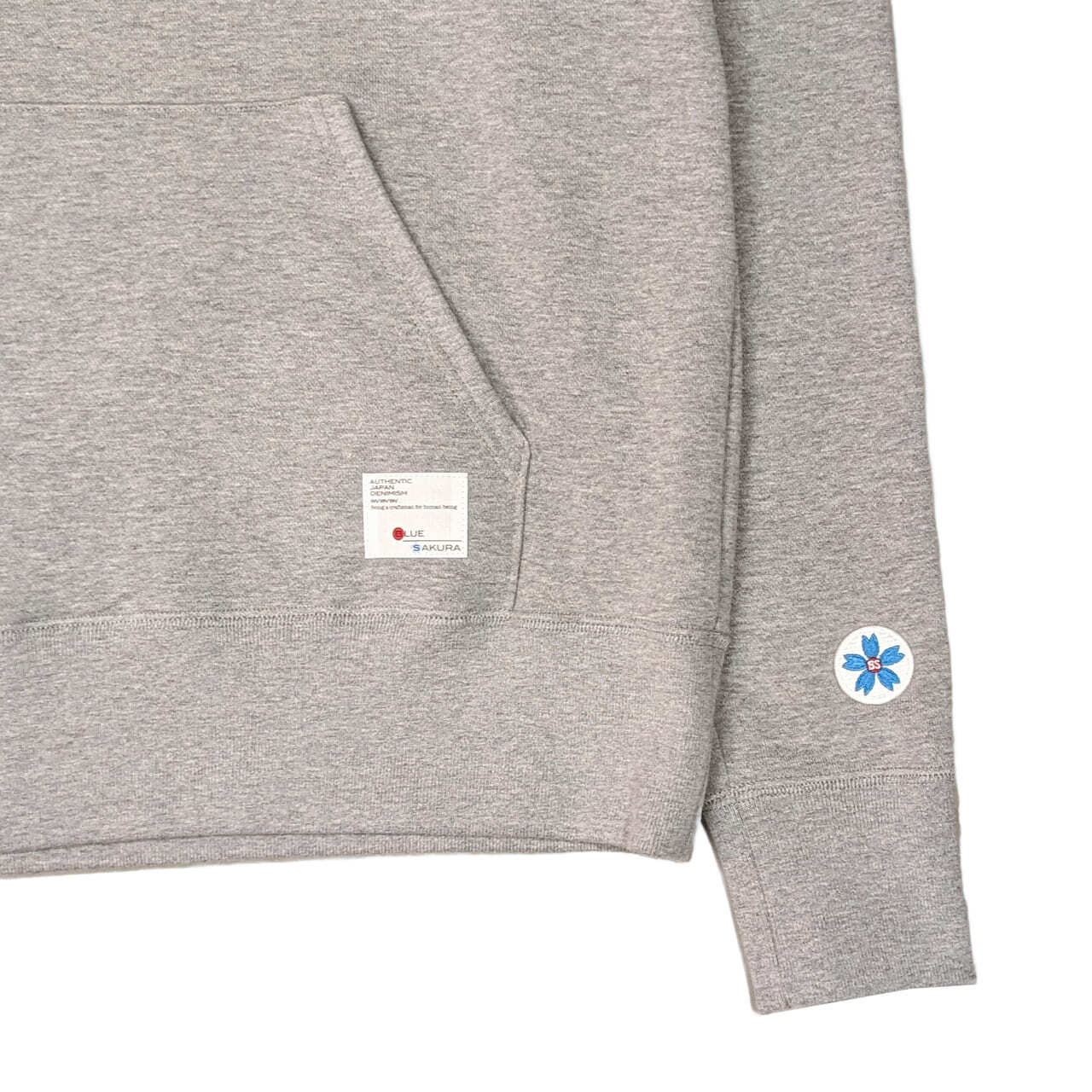 CLASSIC VINTAGE HOODIE ""BLUE SAKURA LOGO"" / GRAY