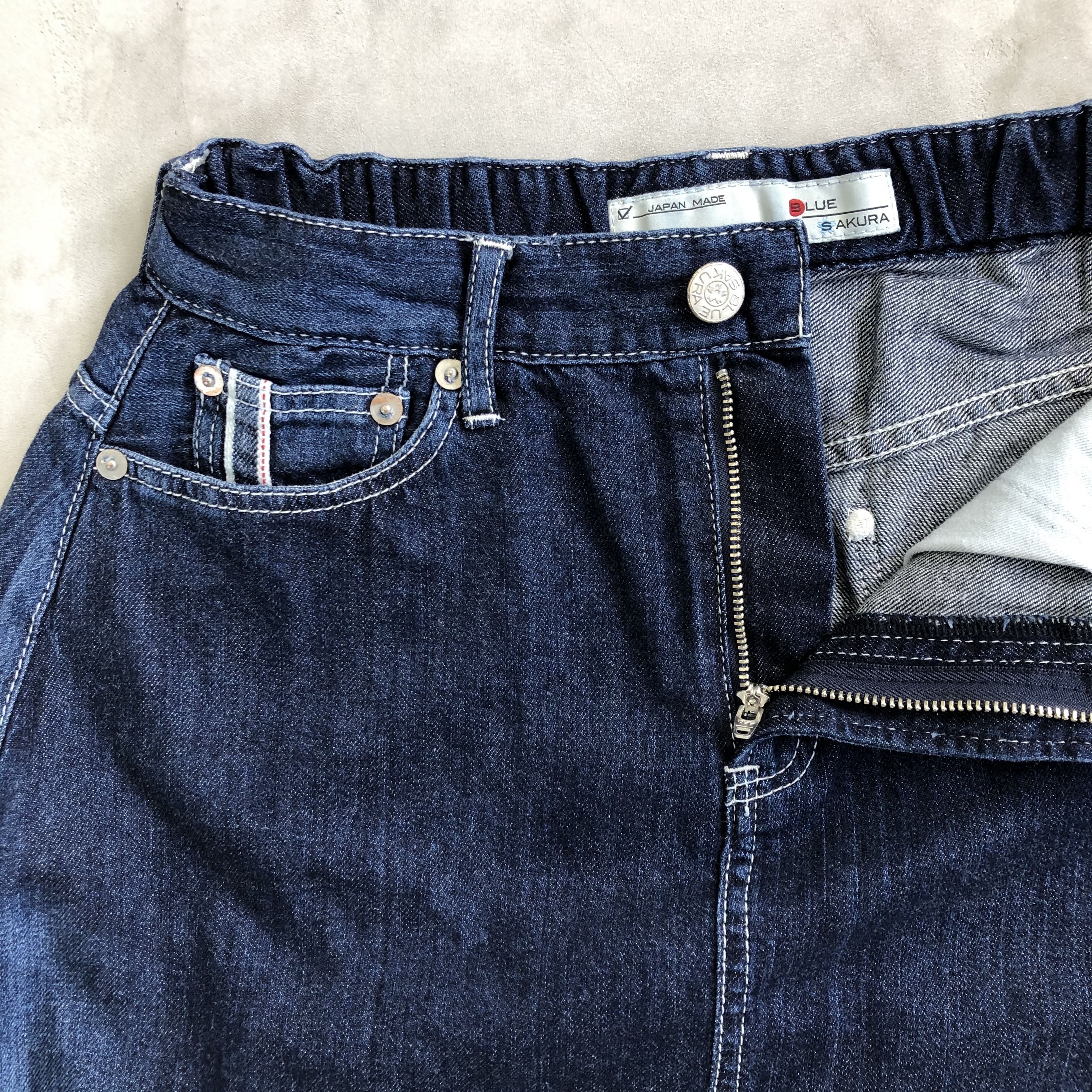 TUCK SKIRT / INDIGO×HICKORY