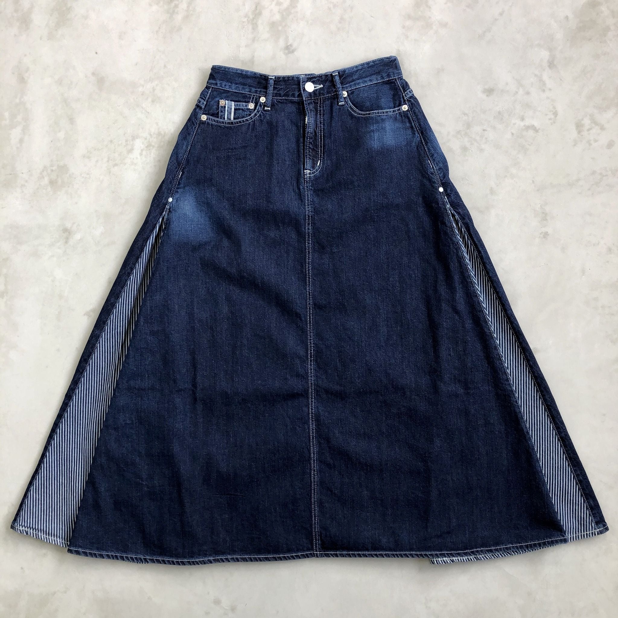 TUCK SKIRT / INDIGO×HICKORY