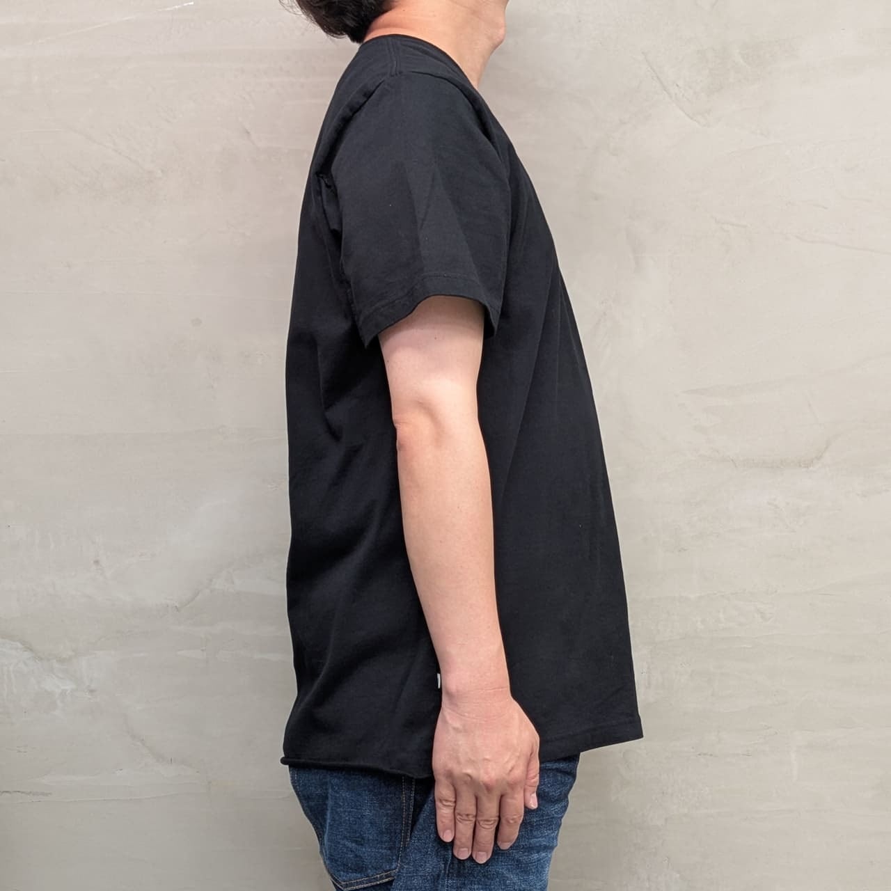 PLAIN T-SHIRT［CUT OFF］/ BLACK