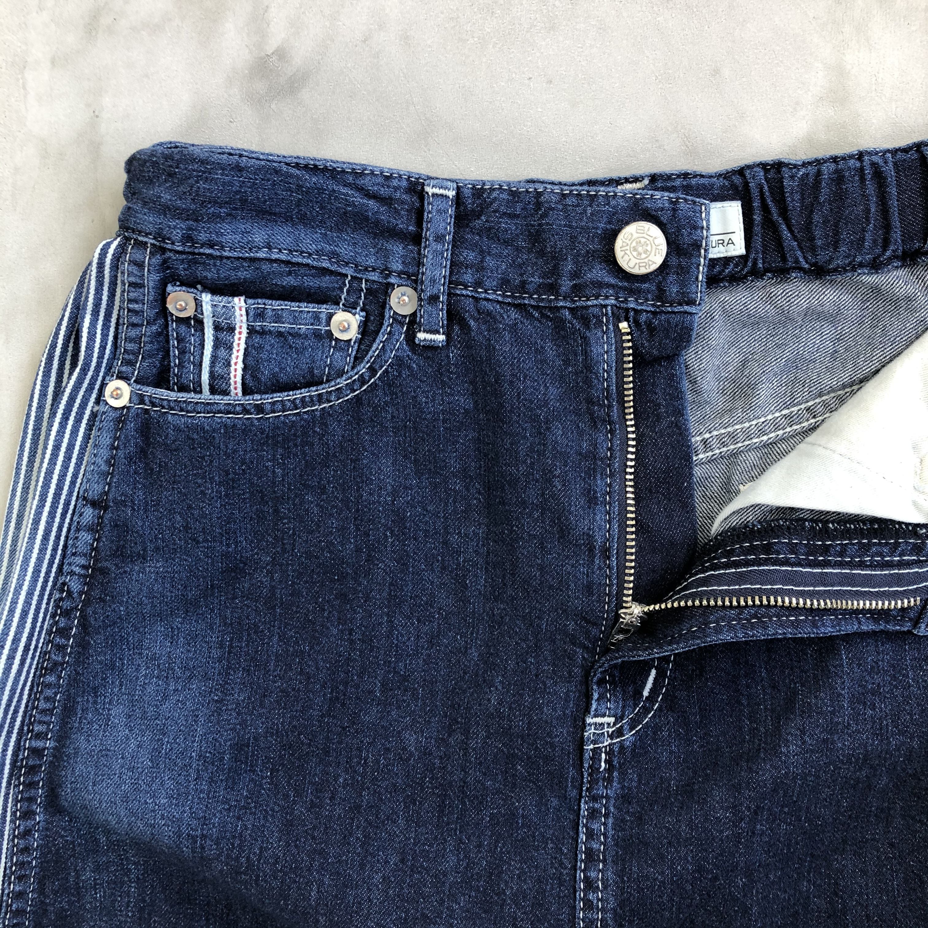 PANEL SKIRT / INDIGO×HICKORY