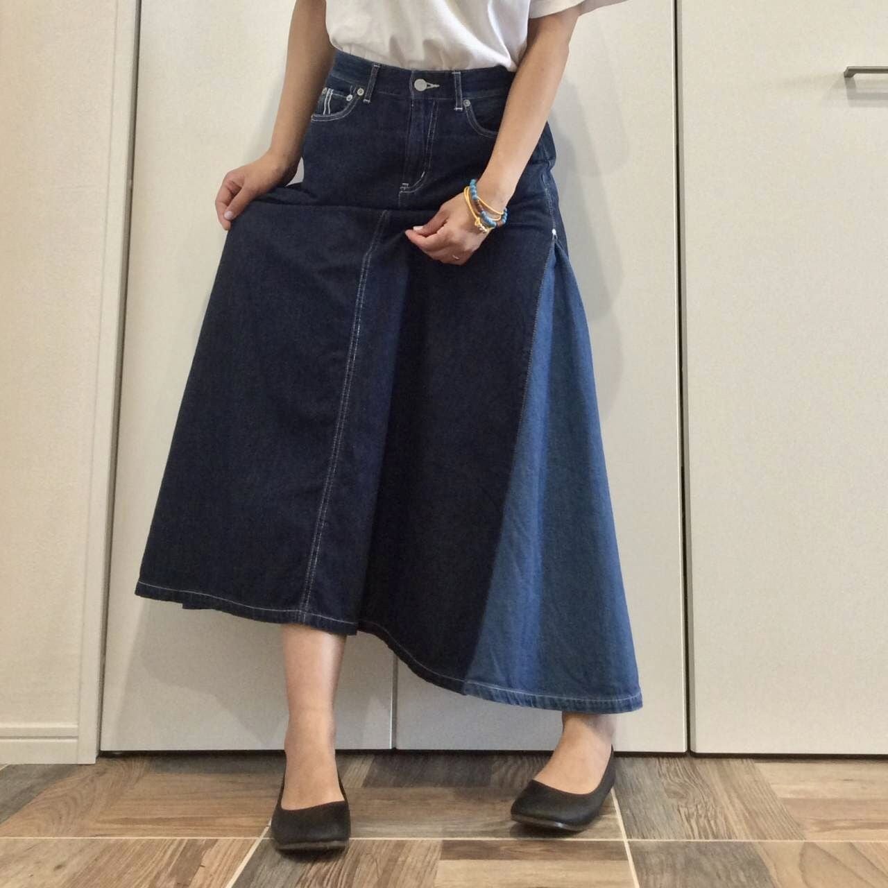 TUCK SKIRT / INDIGO×BLUE