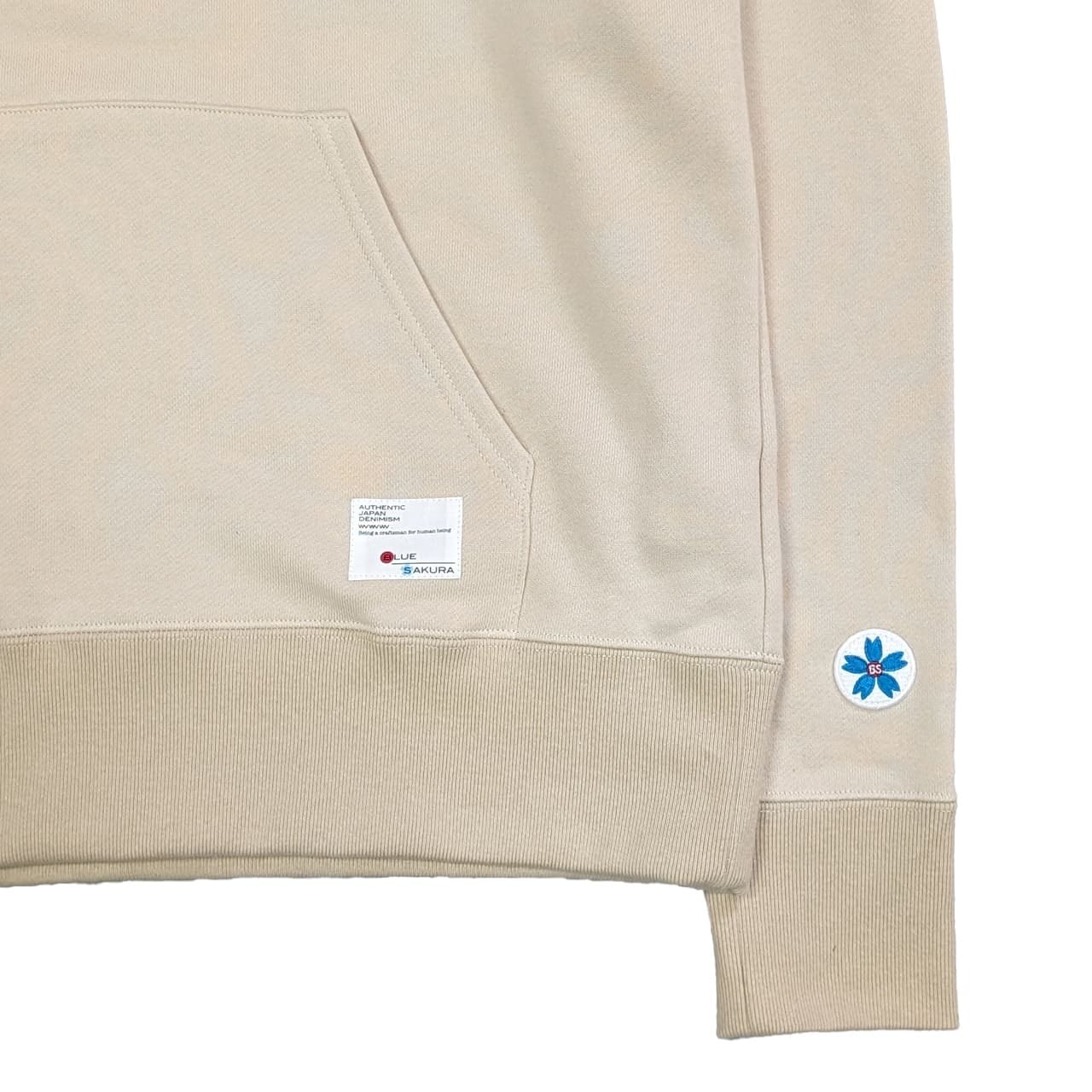 CLASSIC VINTAGE HOODIE ""BLUE SAKURA LOGO"" / BEIGE