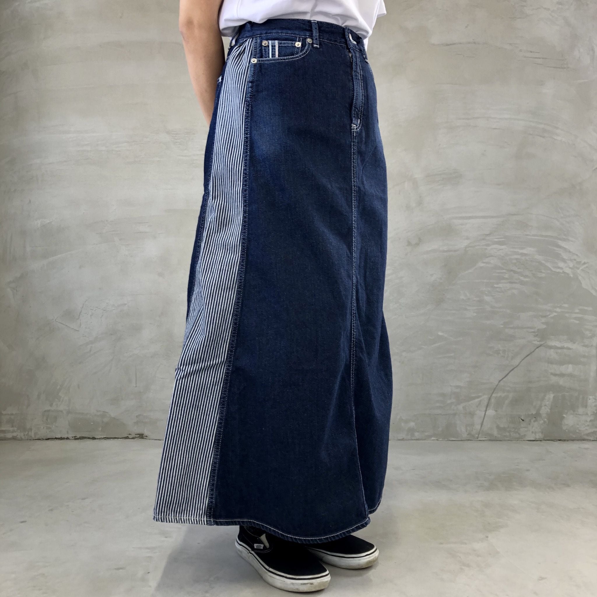 PANEL SKIRT / INDIGO×HICKORY
