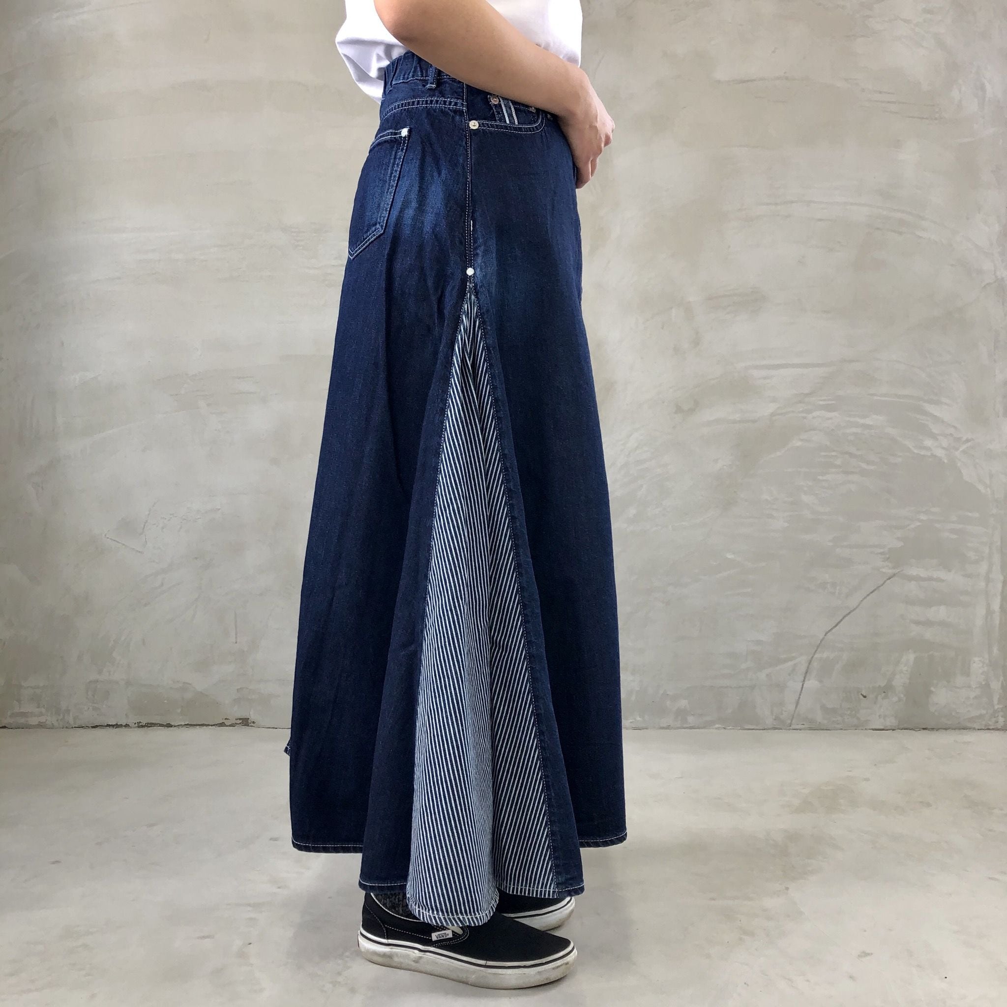 TUCK SKIRT / INDIGO×HICKORY