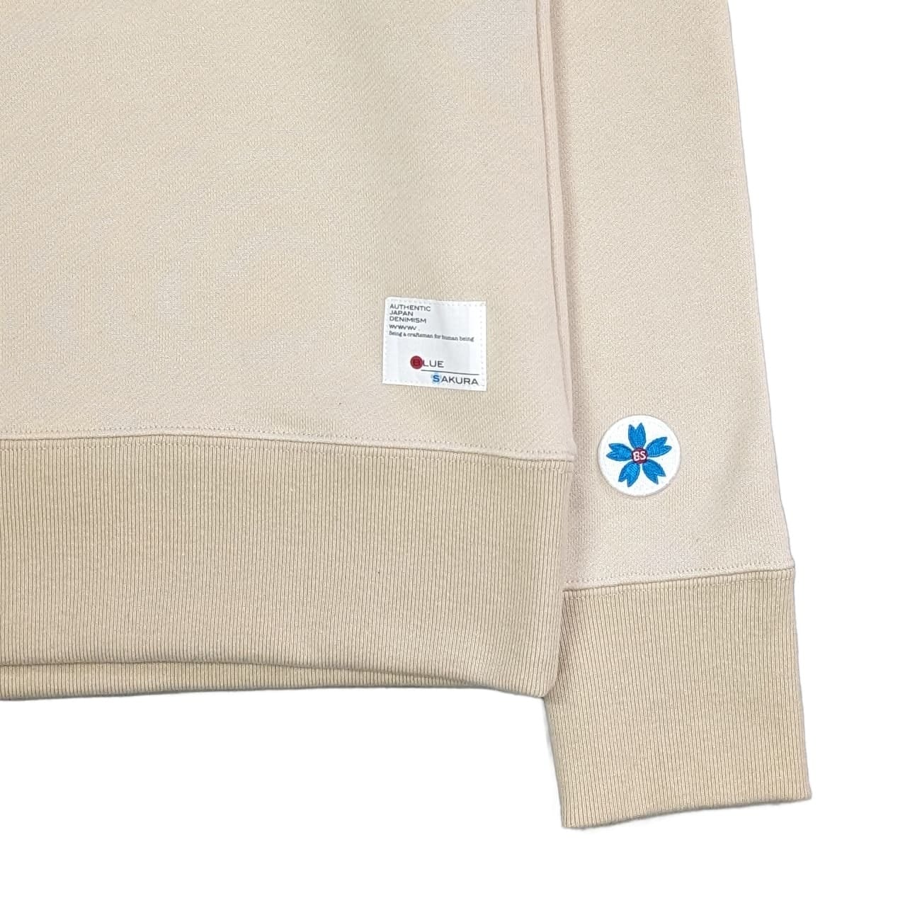 CLASSIC VINTAGE CREW NECK ""BLUE SAKURA LOGO"" / BEIGE