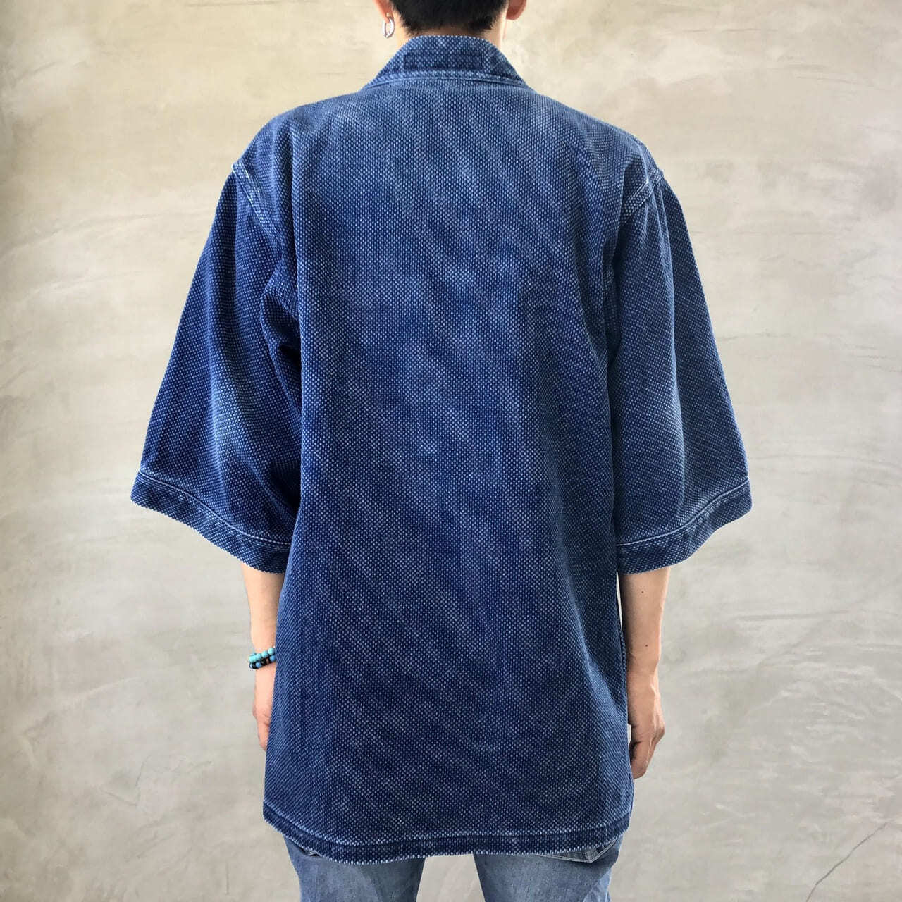 DENTO"" SASHIKO KIMONO JACKET ［SHORT SLEEVE］ / INDIGO