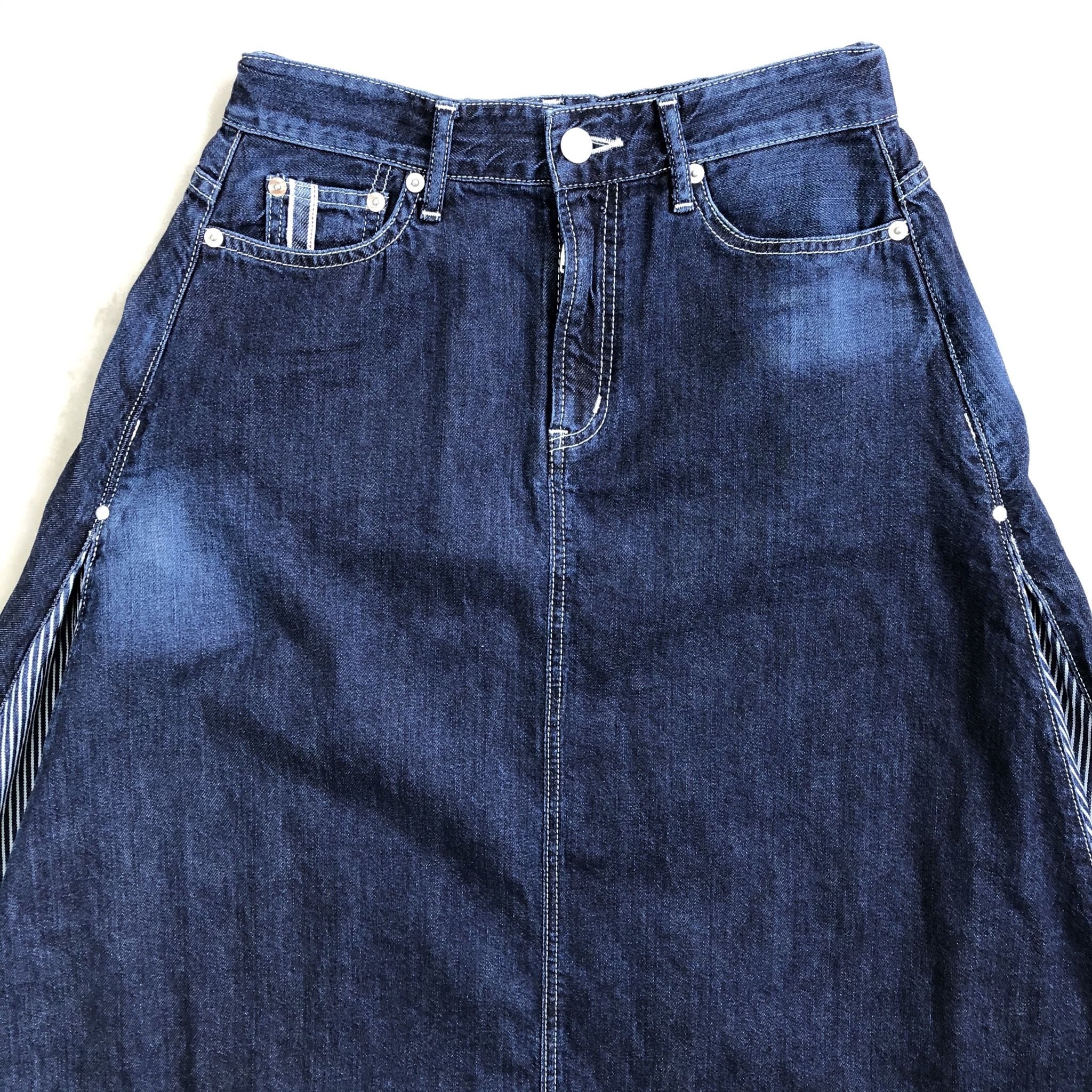 TUCK SKIRT / INDIGO×HICKORY