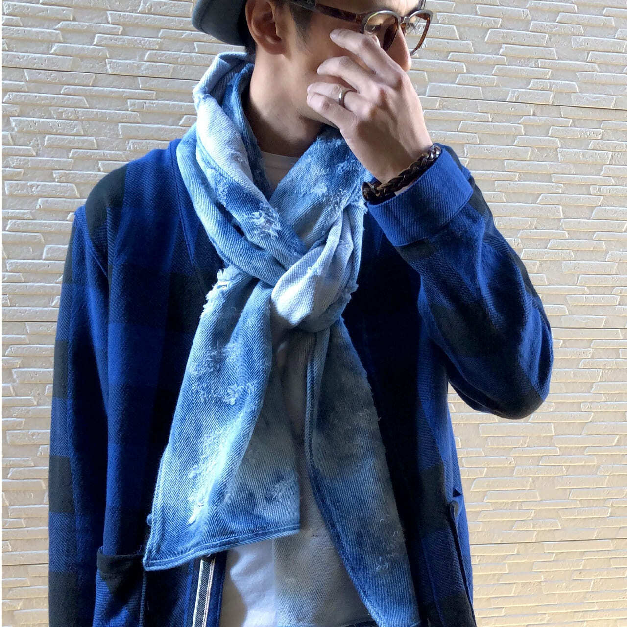 KNIT DENIM STOLE ［CRASH］