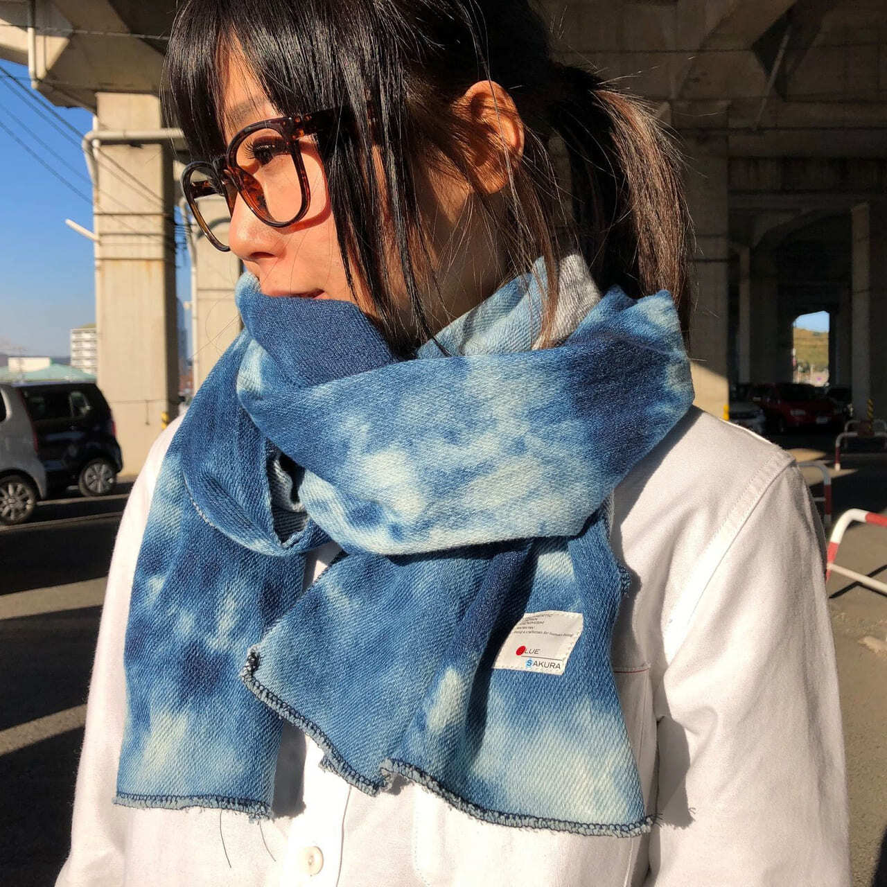 KNIT DENIM STOLE ［BLEACH］