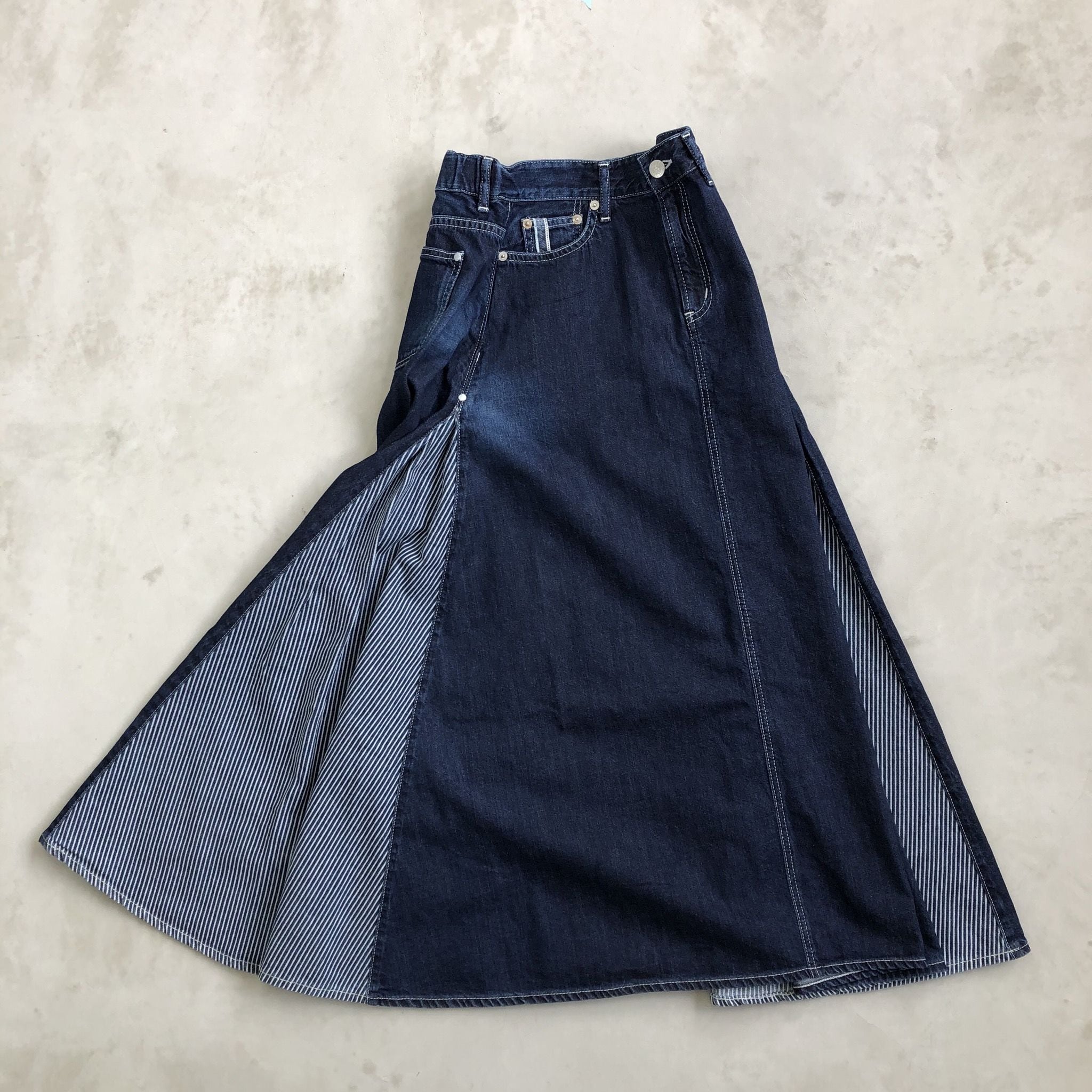 TUCK SKIRT / INDIGO×HICKORY