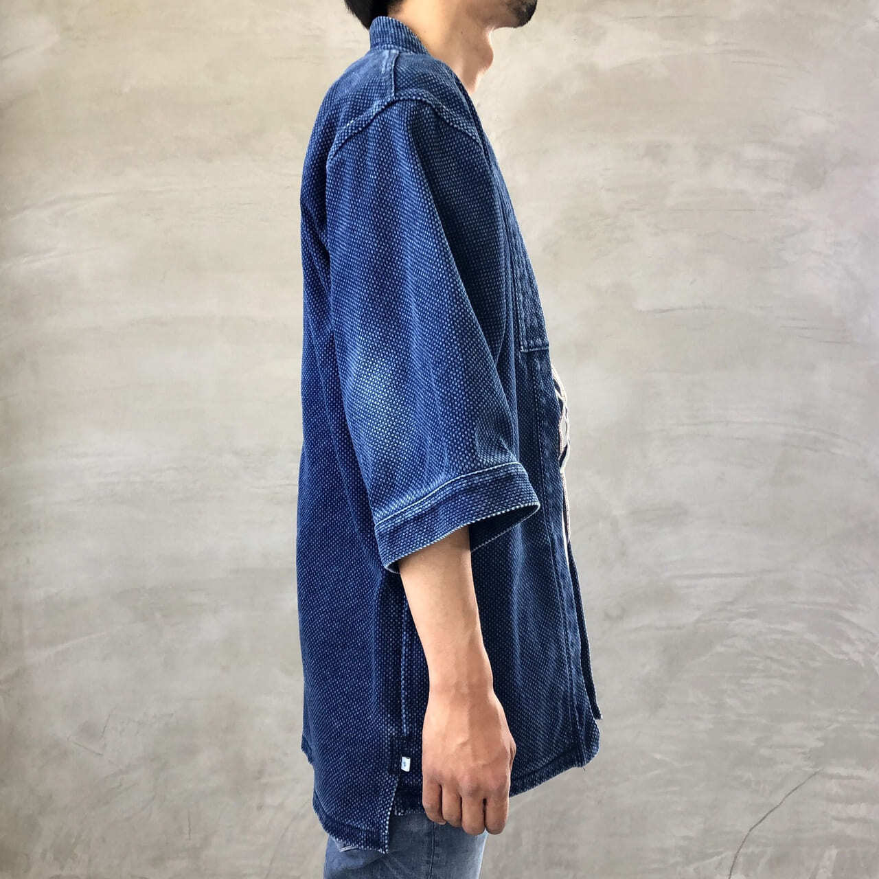 DENTO"" SASHIKO KIMONO JACKET ［SHORT SLEEVE］ / INDIGO
