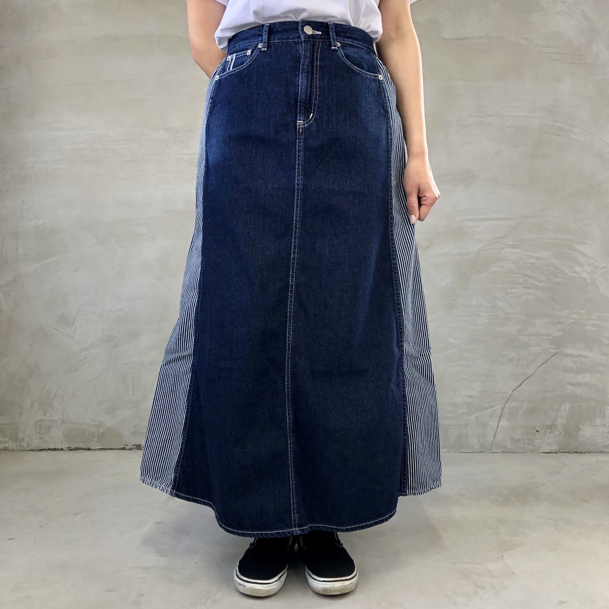 PANEL SKIRT / INDIGO×HICKORY