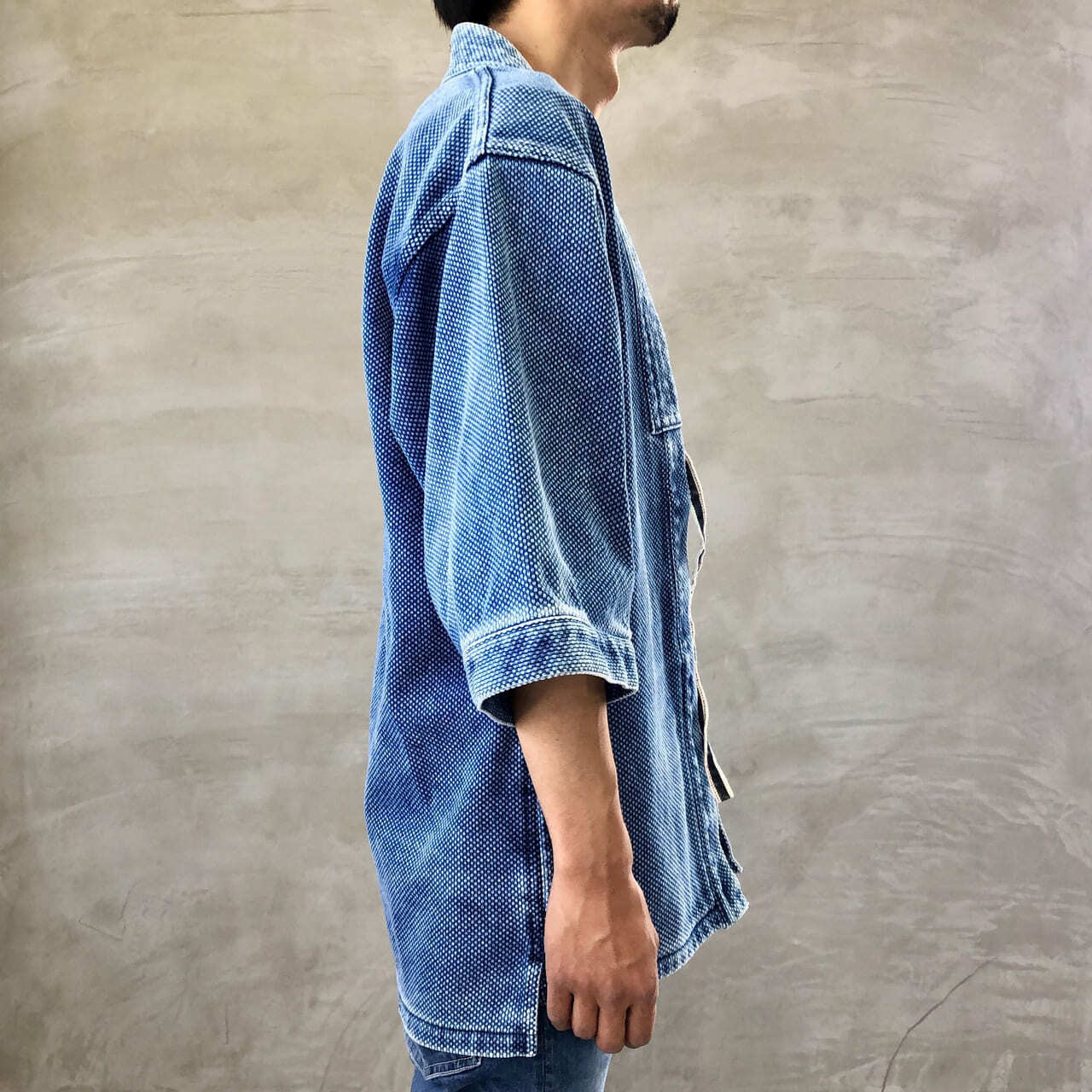 DENTO"" SASHIKO KIMONO JACKET ［SHORT SLEEVE］ / L-INDIGO