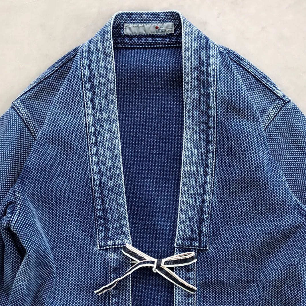 DENTO"" SASHIKO KIMONO JACKET ［SHORT SLEEVE］ / L-INDIGO