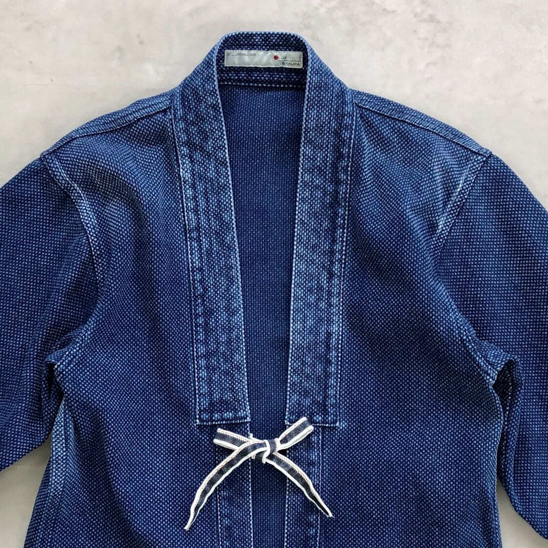 DENTO"" SASHIKO KIMONO JACKET ［SHORT SLEEVE］ / INDIGO