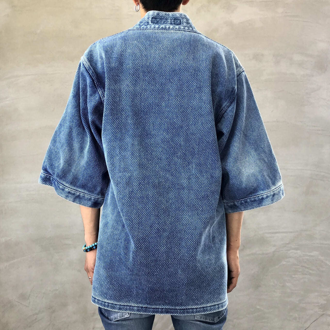 DENTO"" SASHIKO KIMONO JACKET ［SHORT SLEEVE］ / L-INDIGO