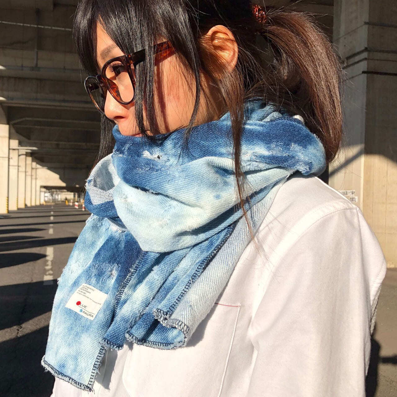 KNIT DENIM STOLE ［CRASH］