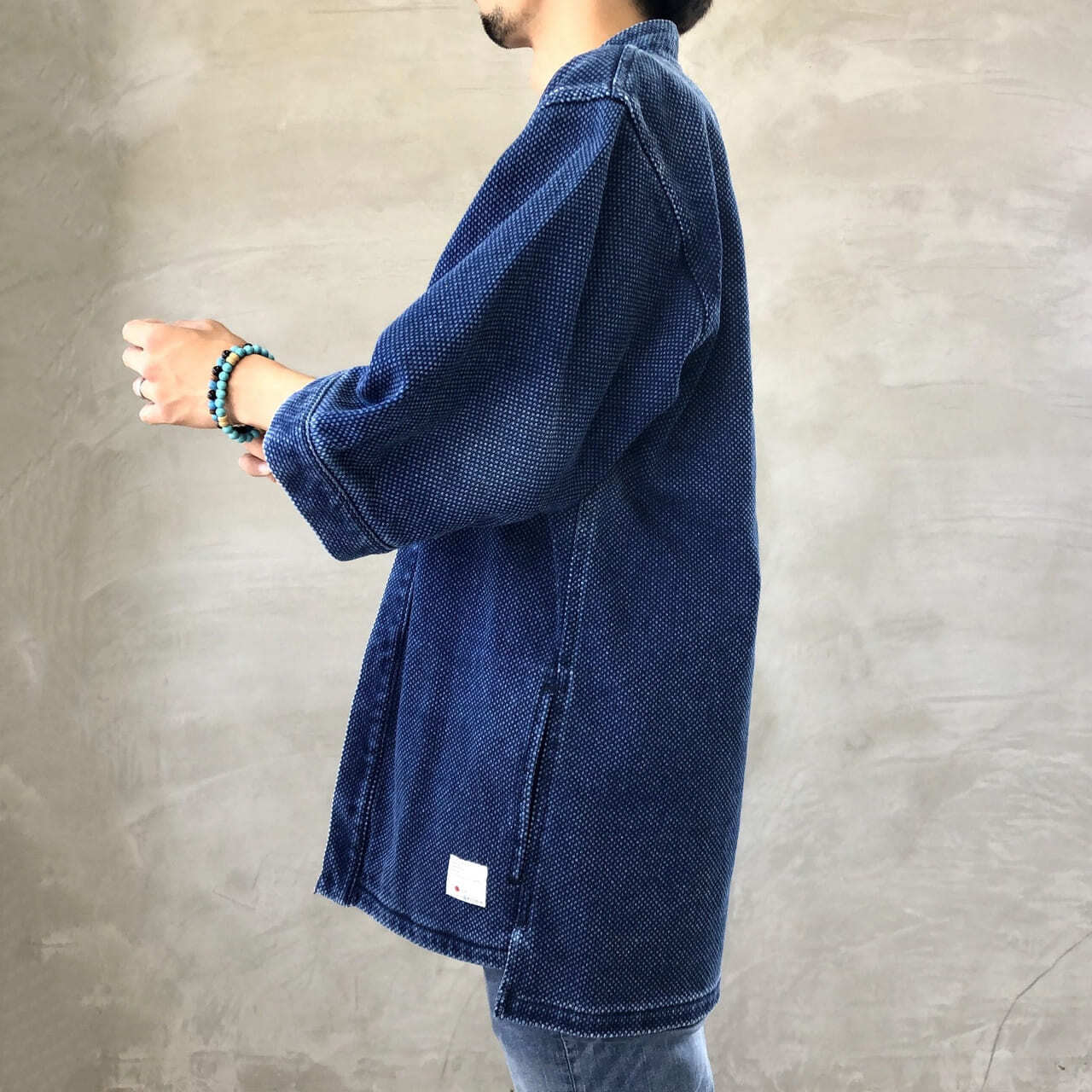 DENTO"" SASHIKO KIMONO JACKET ［SHORT SLEEVE］ / INDIGO